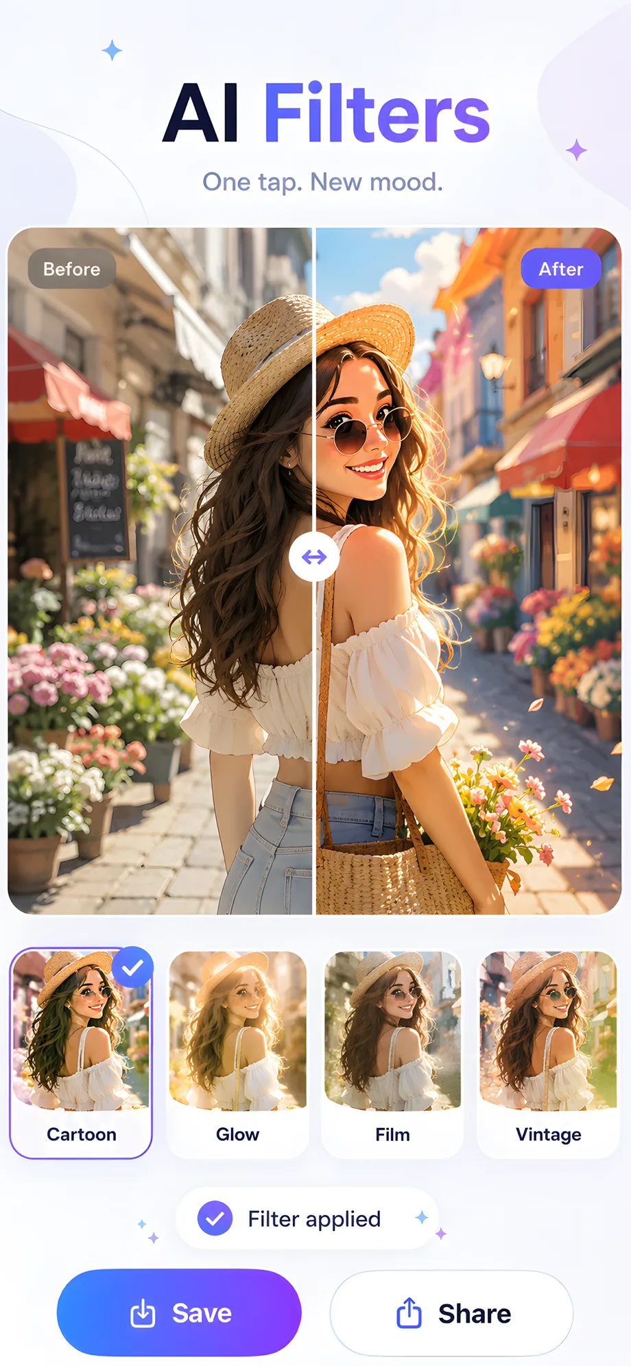 AI filters screen