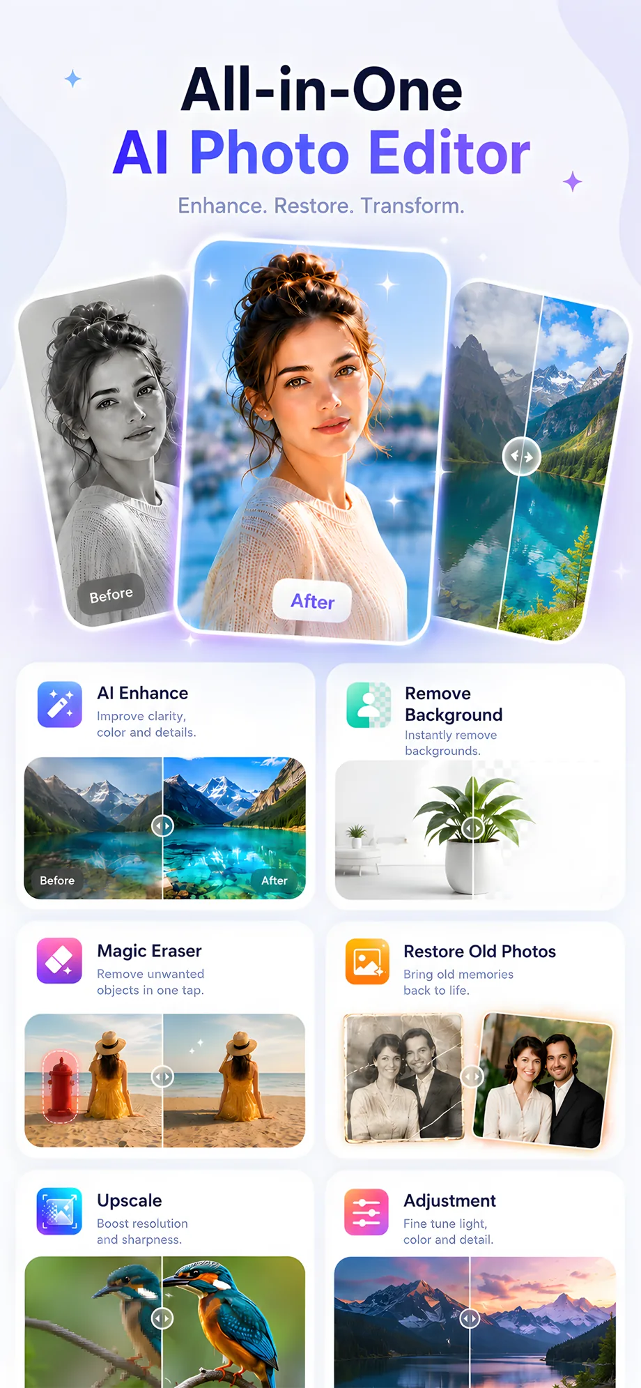 PixBoost all-in-one AI photo editor screen