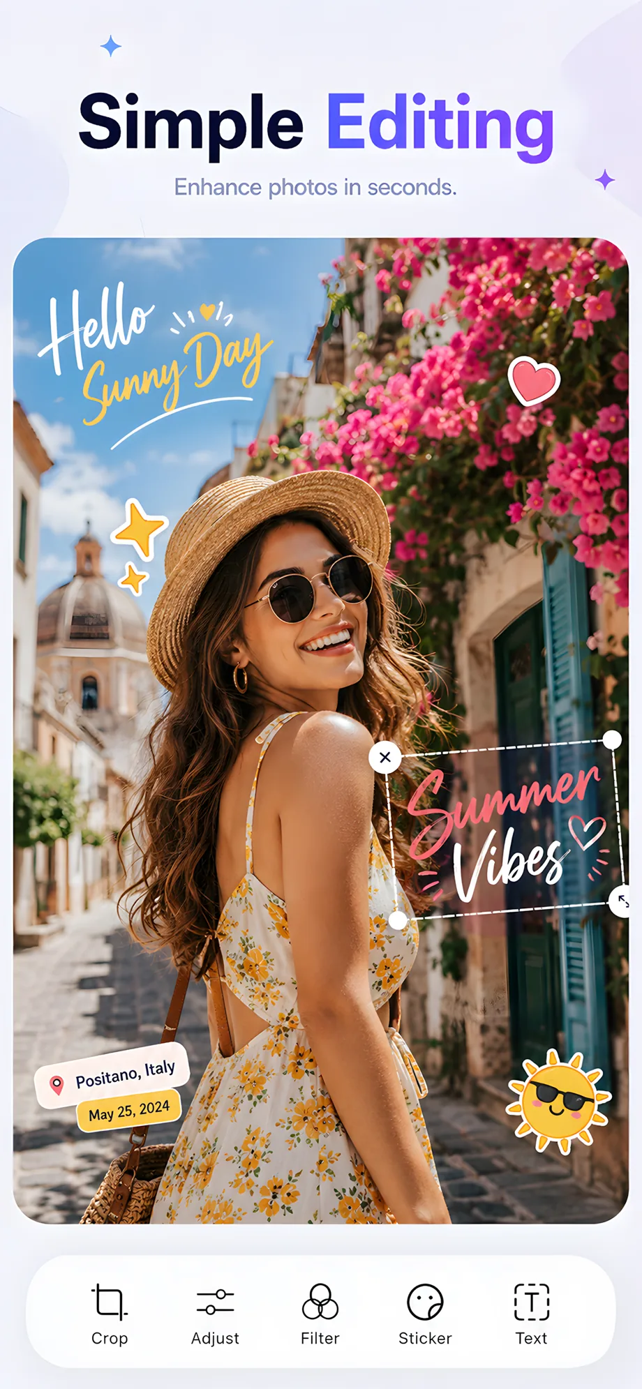 Simple editing with stickers and text